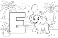 Letter E with an elephant – Alphabet Alphabet coloring page