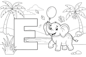 Letter E with an elephant – Alphabet Alphabet coloring page