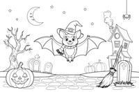 Halloween Bat – Halloween Autumn Characters coloring page