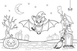 Halloween Bat – Halloween Autumn Characters coloring page