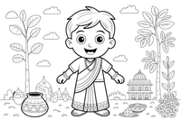 A child in an Indian sari or kurta with bangles – Cultures coloring page
