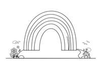 One big rainbow arch, simple empty bands, close up – Rainbow Sky coloring page