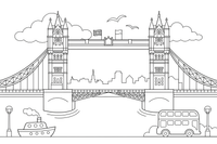 Tower Bridge in London – Famous Landmarks coloring page