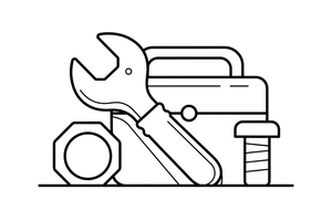 A wrench (spanner), close up – Builder's Tools coloring page