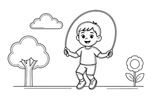 A child jumping rope outside – Kids' Activities coloring page