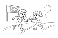 Runners passing a baton in a relay race – All Sports coloring page