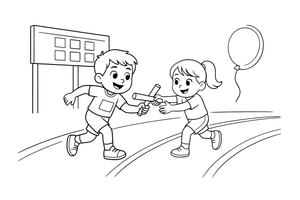 Runners passing a baton in a relay race – All Sports coloring page