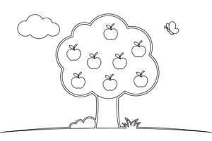 An apple tree full of round apples – Trees coloring page
