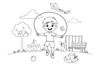 A child jumping rope outside – Kids' Activities coloring page