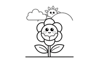 Peony a smiling flower with a face – Peony Flower Display coloring page