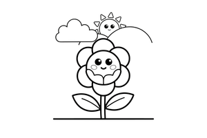 Peony a smiling flower with a face – Peony Flower Display coloring page