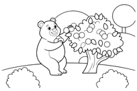 A bear eating berries from a bush – Bear Adventures coloring page