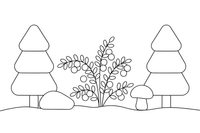 A lingonberry plant with little berries – Forest Plant Wonders coloring page