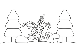 A lingonberry plant with little berries – Forest Plant Wonders coloring page