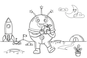 Martian tasting apple – Martian Apple Fun coloring page