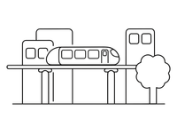 A monorail gliding on a single elevated rail – Rail Rail coloring page