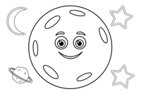One big planet Mars with craters and polar caps, close up – Planets of Space coloring page