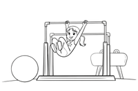 A gymnast swinging on the uneven bars – Gymnastics Gymnastics coloring page