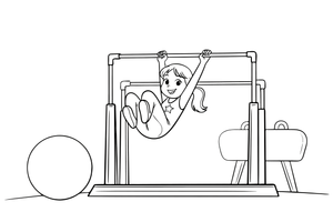 A gymnast swinging on the uneven bars – Gymnastics Gymnastics coloring page