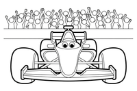 Formula 1 with a cheering crowd – Formula 1 Competition Scenes coloring page