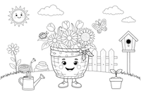 Marigold a basket full of flowers – Marigold Flower Garden coloring page
