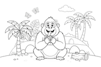 A gorilla eating a banana – Gorilla coloring page