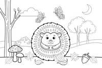 A hedgehog curling up into a ball – Hedgehog coloring page