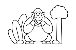 A gorilla eating a banana – Gorilla coloring page