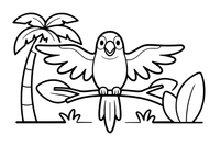 A parrot spreading its wings – Parrot Bird coloring page