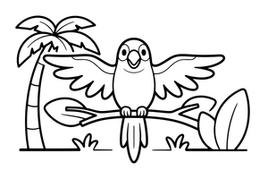 A parrot spreading its wings – Parrot Bird coloring page