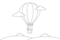 A child waving from a hot air balloon basket – Colorful Hot Air Balloon coloring page
