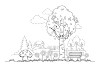 A slender birch tree with a white trunk – Lithuanian Nature Plants coloring page