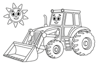 A tractor with a front loader, close up – Classic Tractor Farm coloring page