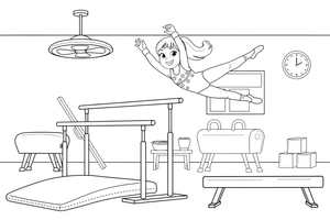 A gymnast swinging on the uneven bars – Gymnastics Gymnastics coloring page