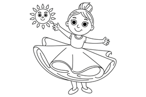 A dancer twirling with a flowing skirt – Dancing Dancing coloring page