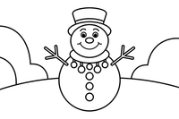 Snowman decorated with baubles – Christmas Winter Reindeer coloring page