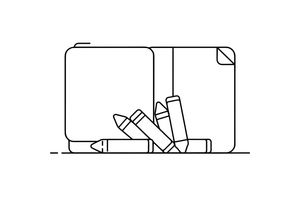 Crayons scattered on a page – Classic School & Art Supplies coloring page
