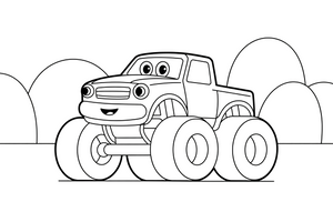 Monster Truck driving on two wheels – Monster Truck Sport Race Series coloring page