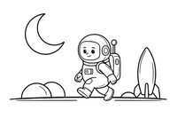 An astronaut taking the first step onto Mars – Mars coloring page