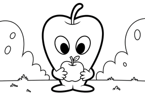 Martian tasting apple – Martian Apple Fun coloring page
