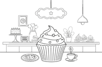 A cupcake with a swirl of frosting – Delightful Sweets coloring page