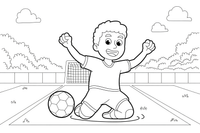 A player sliding on their knees to celebrate – Energetic Soccer Player coloring page