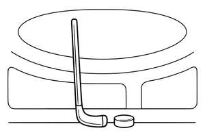 A hockey stick and a puck – Dynamic Hockey Scenes coloring page