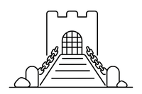 A castle drawbridge and gate (close-up) – Castle coloring page