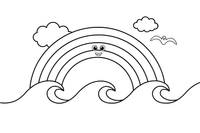 A rainbow over the ocean waves – Rainbow coloring page