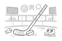 A hockey stick and a puck – Dynamic Hockey Scenes coloring page