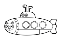 A submarine with round windows and a periscope – Water Watercraft coloring page