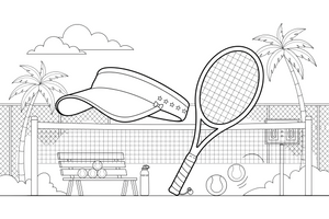 A visor and a racket – Tennis Tennis coloring page