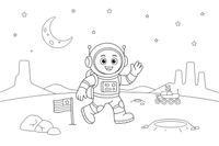 An astronaut taking the first step onto Mars – Mars coloring page