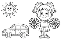 A cheerleader with pom-poms beside the field – American Football coloring page